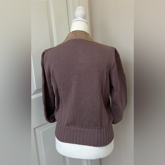 Fabiana Filippi two-tone chamois leather and cotton, waist cut jacket - Picture 5 of 16